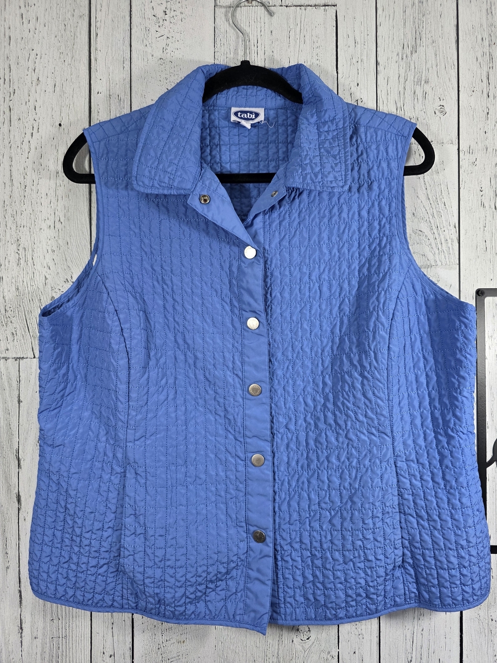 Vintage Y2K Tabi Blue Quilted Snap Vest Size Large